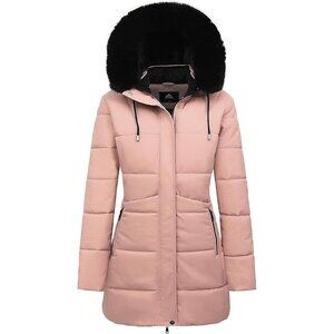 Women's Winter Puffer Coat Thicken Fleece Lined Down Jacket Waterproof Faux Fur